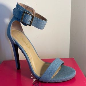 Denim blue high heel sandals